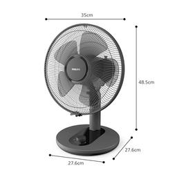 Philips Table Fan 1000 Series - Fan Airflow 2000 m³/h, 35cm Head Diameter, 80° Rotation, 30° Tiltable, 3 Speeds, Quiet cooling, Black - CX1030/01 — product image 3 of 6, Marshan Store