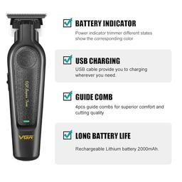 VGR 995 Professional Hair Trimmer for Men, Zero Gap Trimmer, Wireless Electric Hair Trimmer with 4 Comb Attachments, USB-C Hair Trimmer, Quiet Precision Trimmer for Travel — product image 4 of 6, Marshan Store