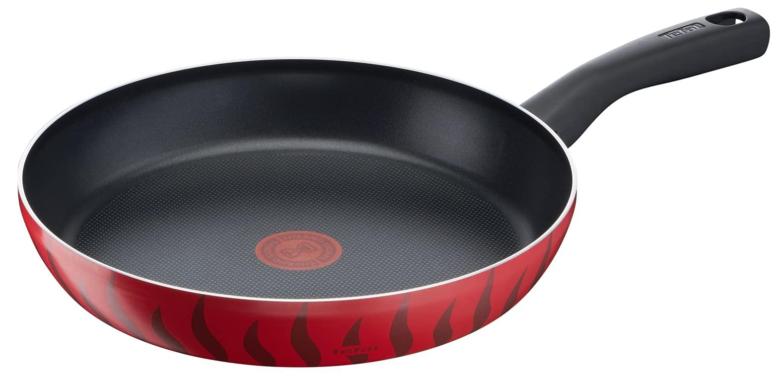 مقلاة تيفال (Tefal) | طراز G6 Tempo Flame، مقاس 28 سم | سطح غير لاصق مع تقنية Thermo-Spot | اللون: أحمر | مصنوعة من الألمنيوم | ضمان لمدة سنتين | C3040683