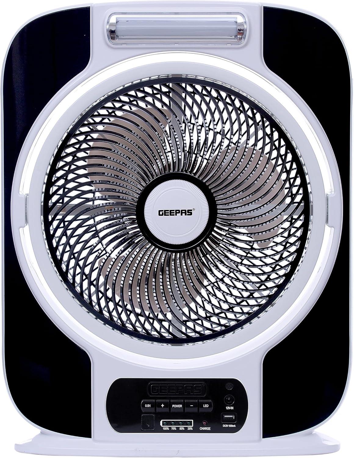 Geepas 12’’ Rechargeable Box Fan – Personal Desk Fan, Gf-989, Assorted Colors — product image 1 of 6, Marshan Store