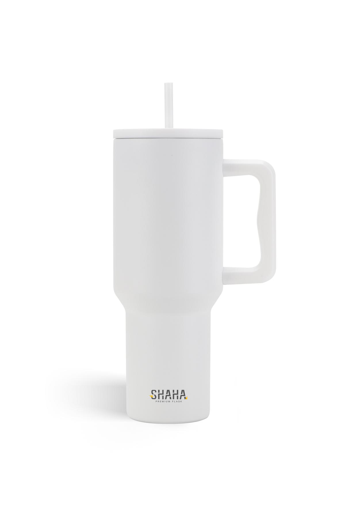 SHAHA زجاجة مفرغة من الهواء مع أنبوب 1.2 لتر، لون أبيض — Marshan Store