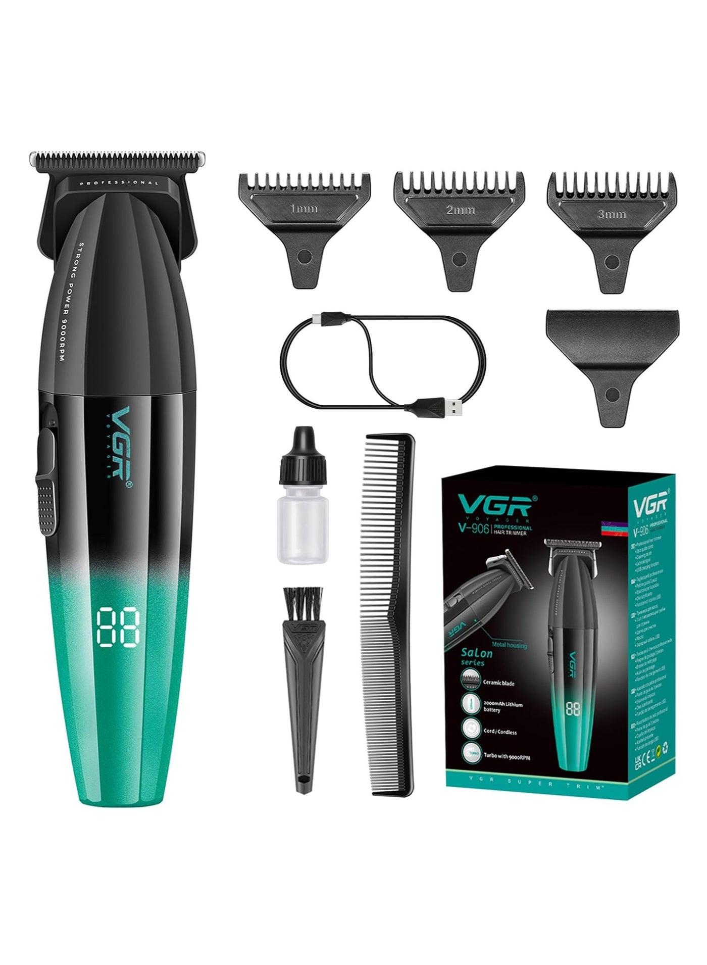 Fresh Fade Professional Hair Trimmer, 9000rpm Zero Gapped Beard Trimmer for Men, DLC T-Blade Cordless Hair Clipper/Trimmer for Barbers and USB Rechargeable - V-906